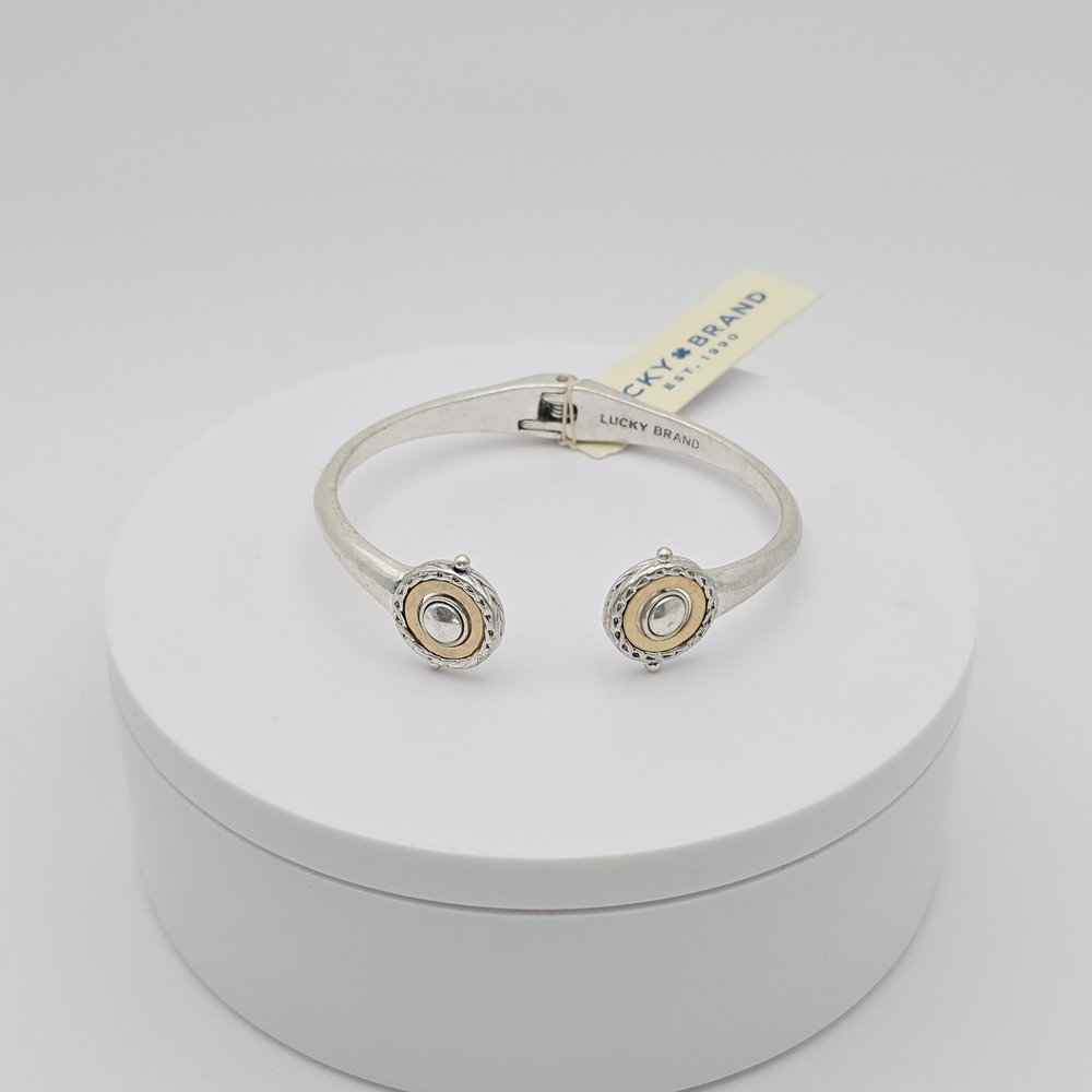 Lucky Brand Two-Tone Silver and Gold Open Cuff Bracelet